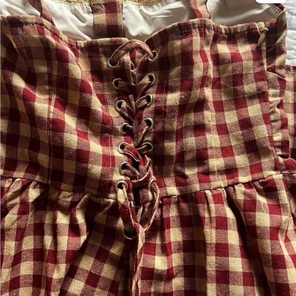 Drop waist smock Cider Red and White Sundress Sleeveless Midi - Picture 6 of 6